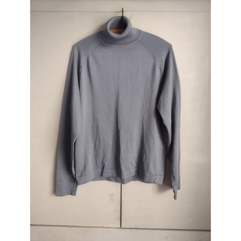 Vtg Van Heusen Coleseta Knit Turtle Neck Shirt Sweater Sz L Grey MCM 60s 70s